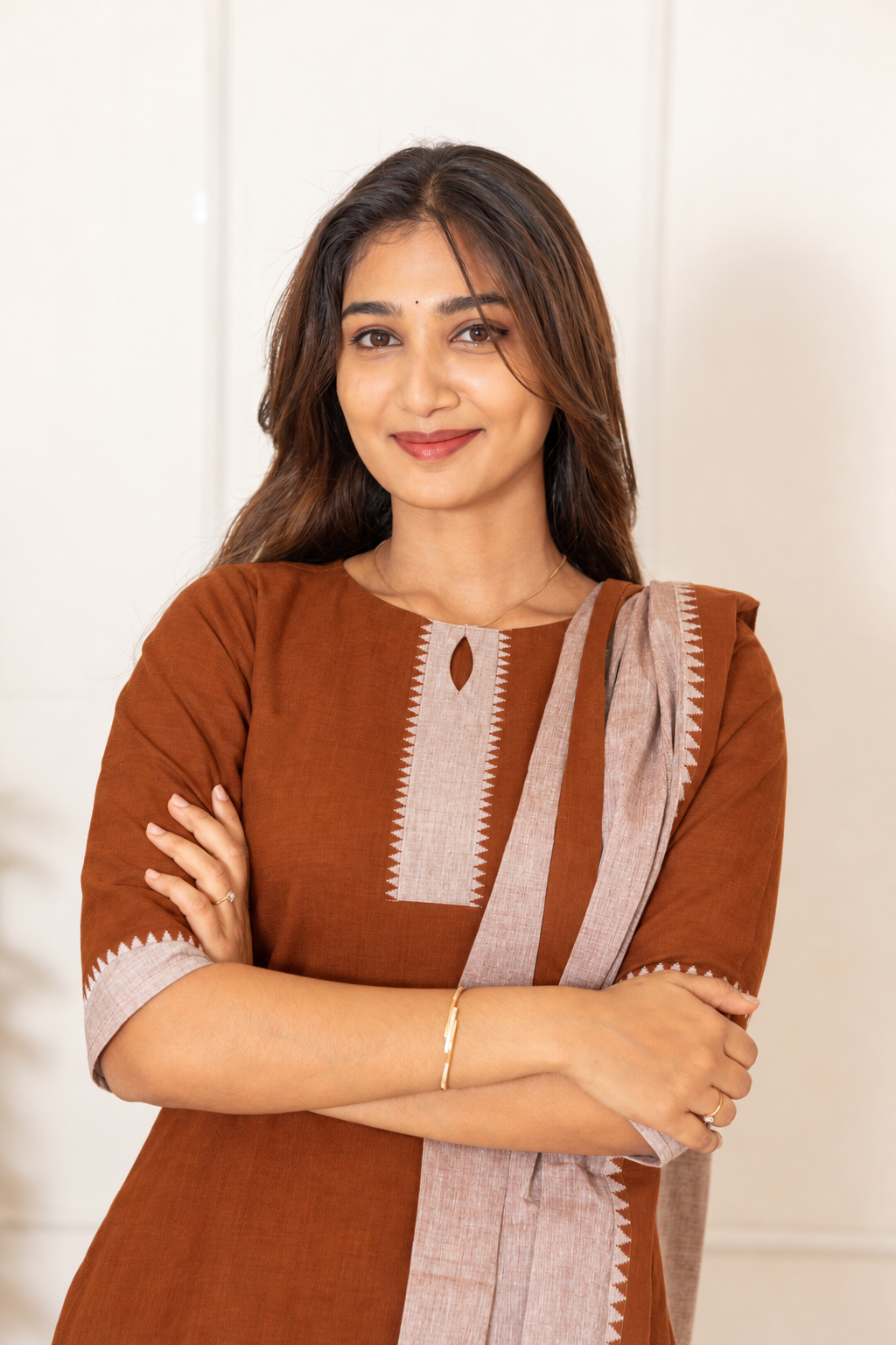 Sahithi handloom salwar set in brown