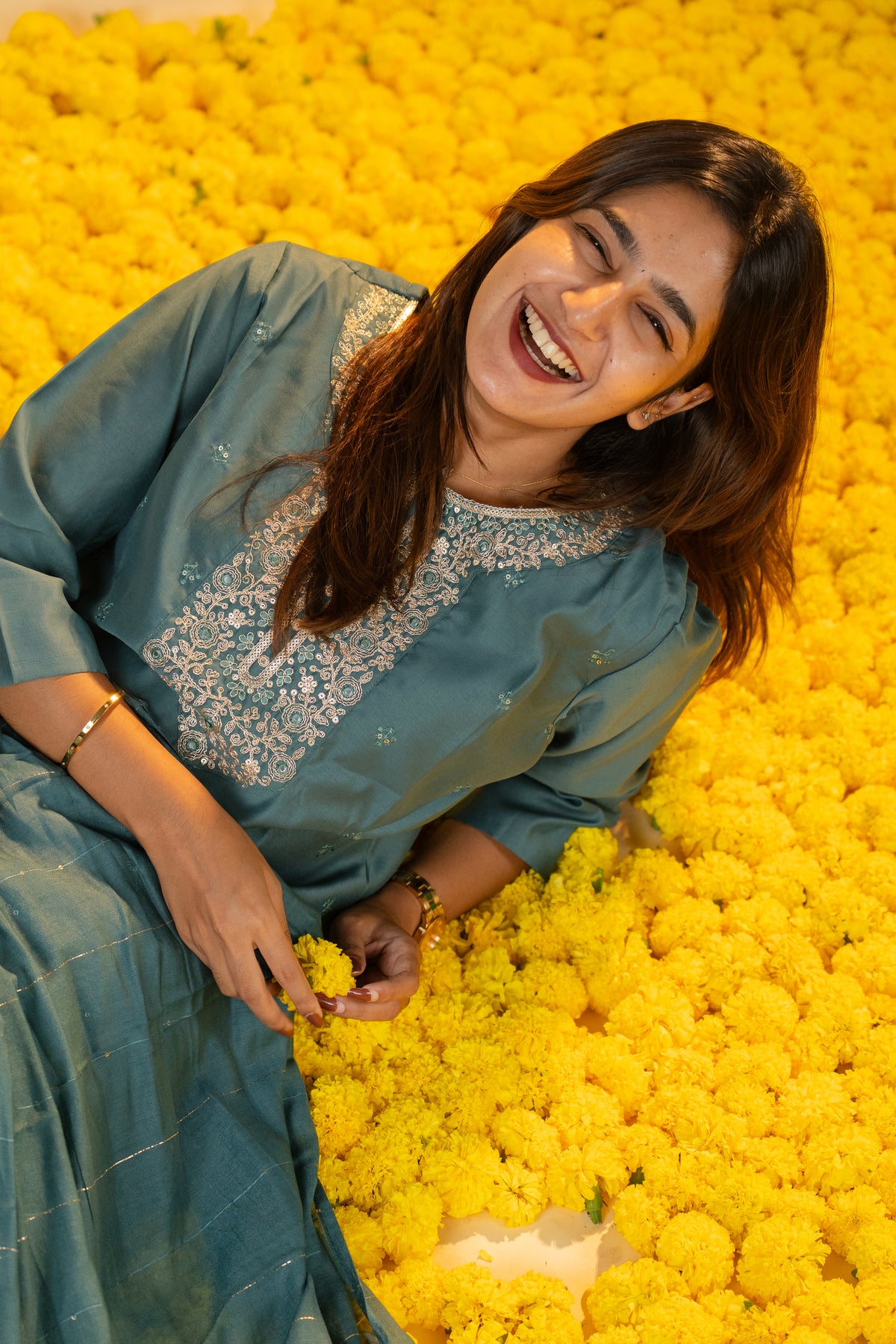 Pallavi salwar set in teal