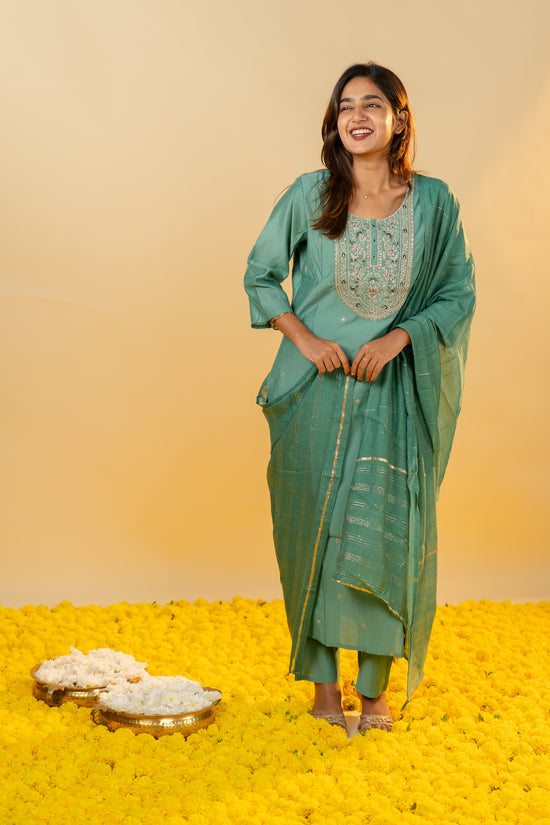 Srivalli salwar set in sea green