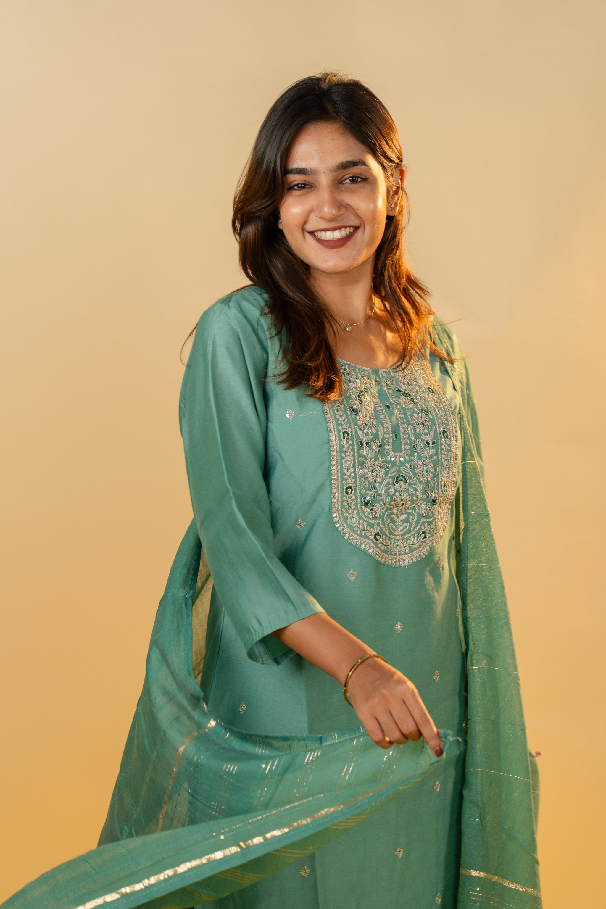 Srivalli salwar set in sea green