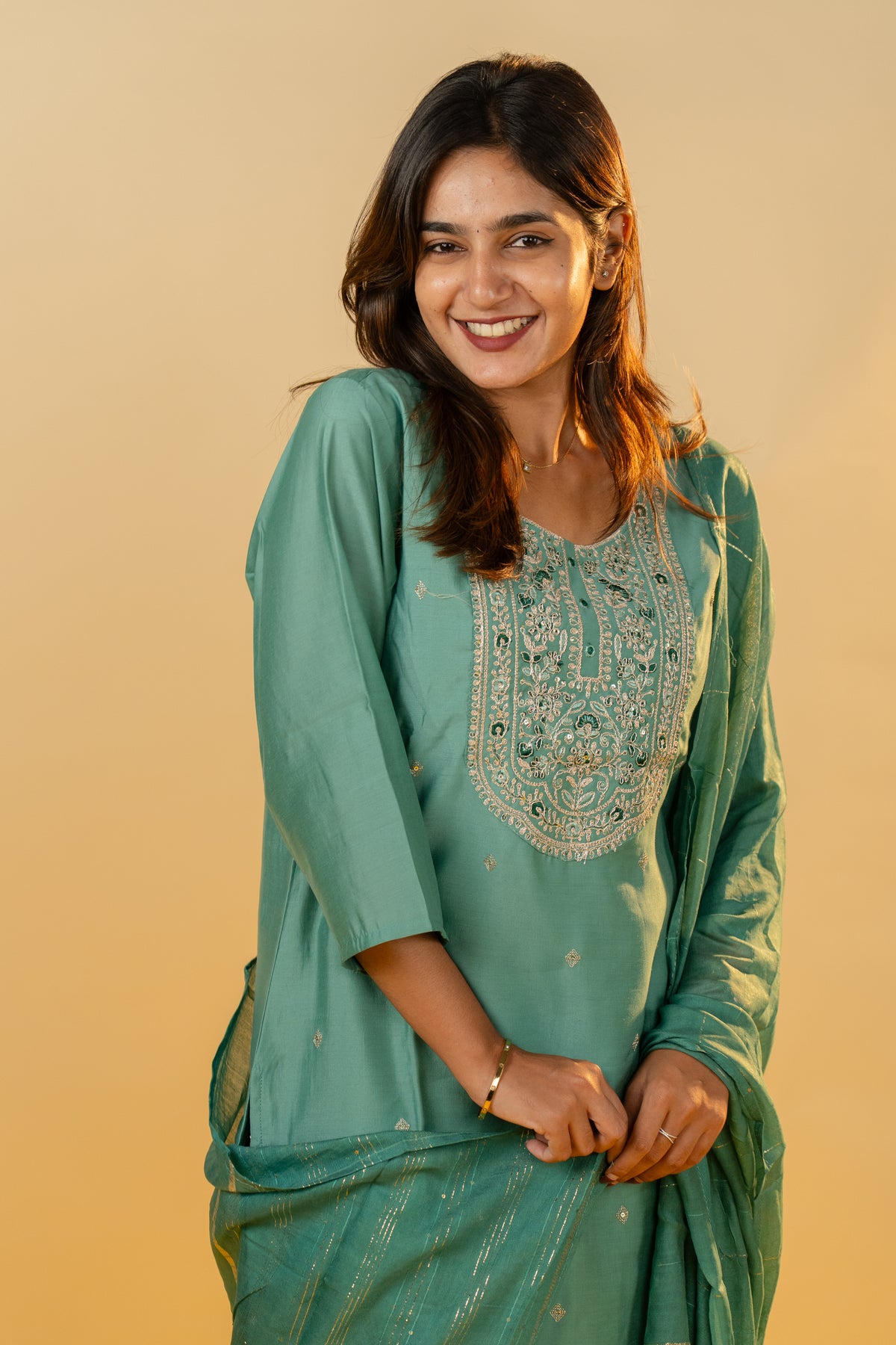 Srivalli salwar set in sea green