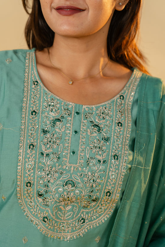 Srivalli salwar set in sea green