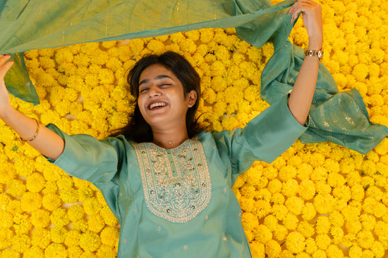 Srivalli salwar set in sea green