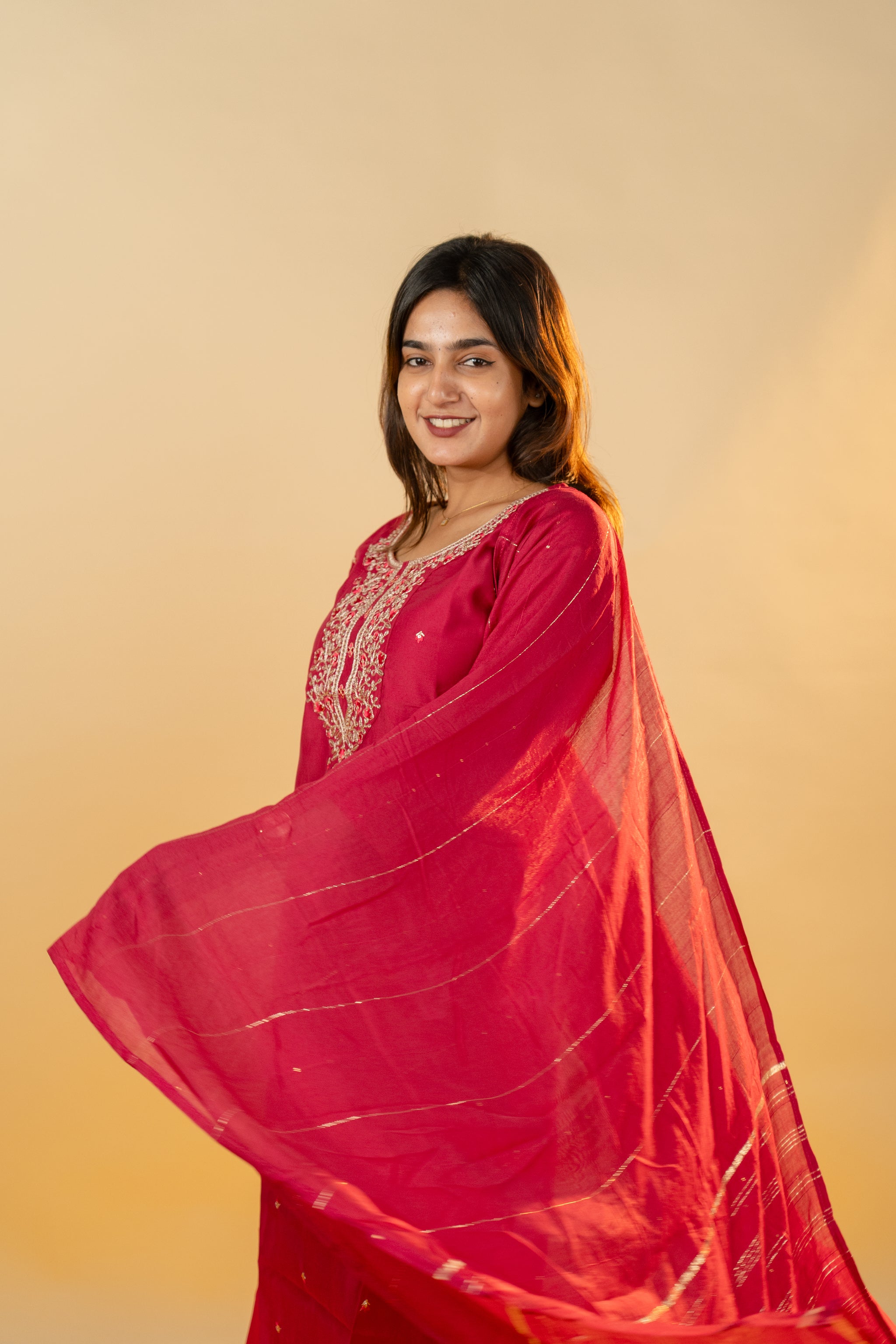 Srivalli salwar set in Rani Pink