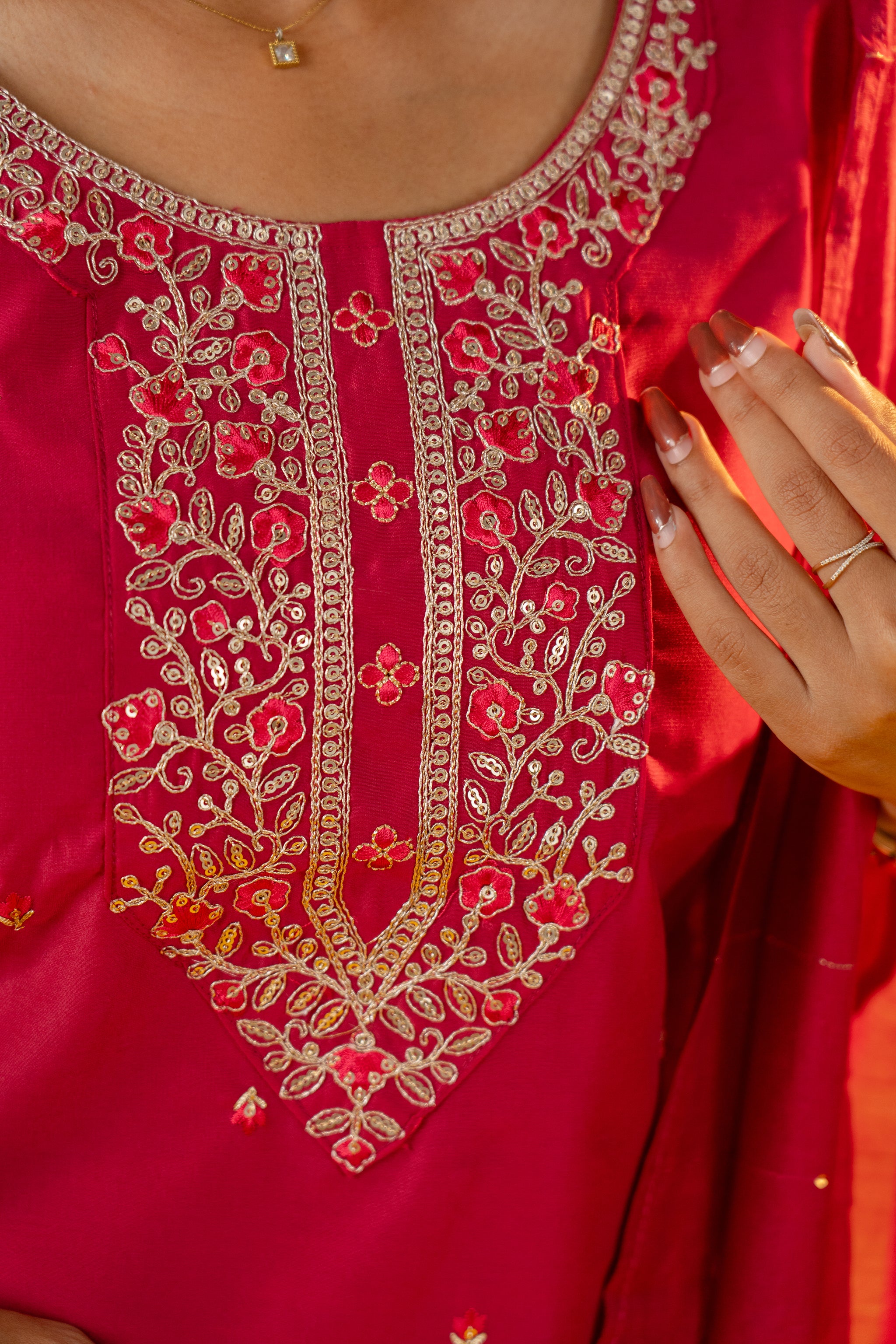 Srivalli salwar set in Rani Pink