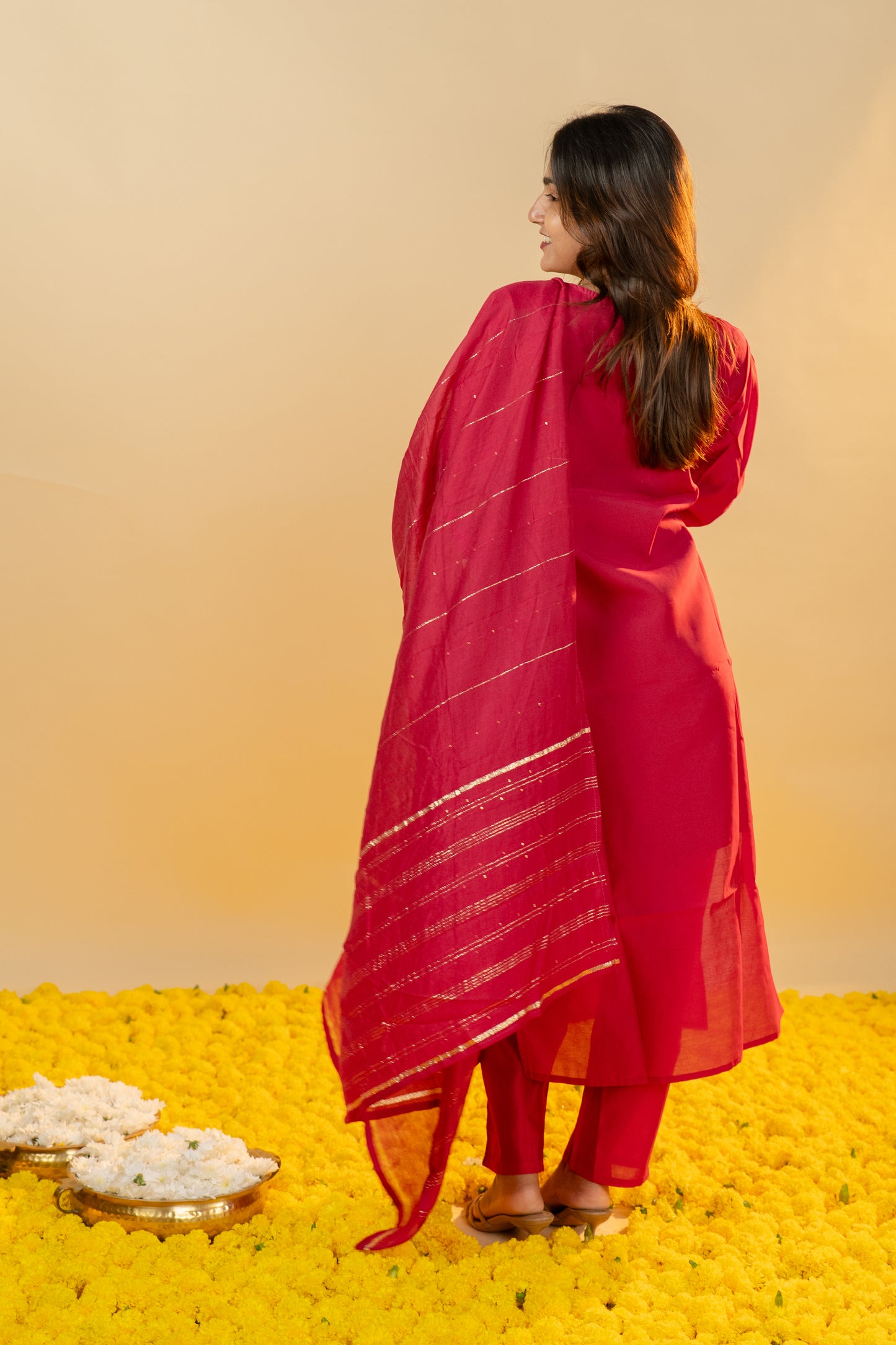 Srivalli salwar set in Rani Pink