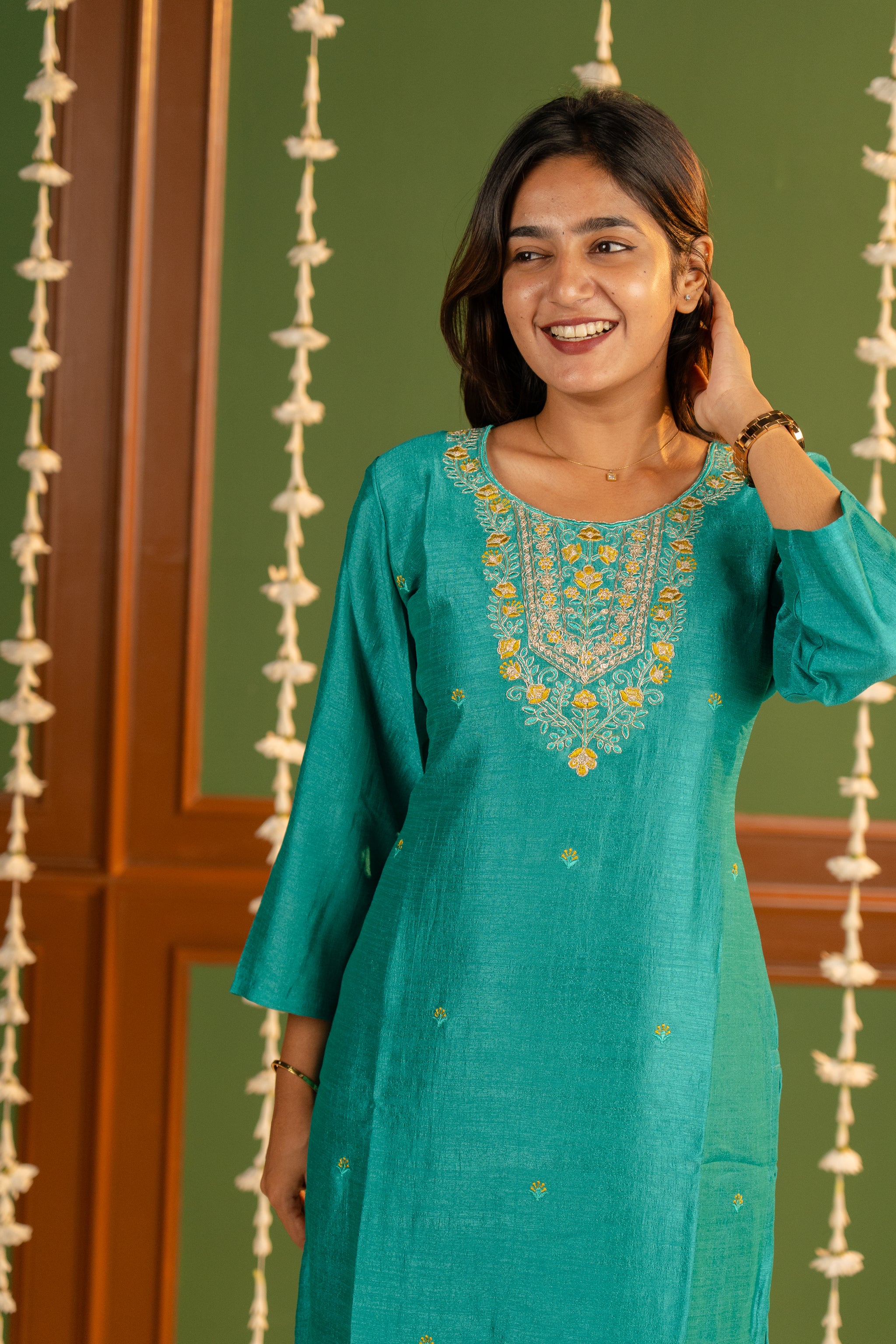 Meenakshi kurti in turquoise blue