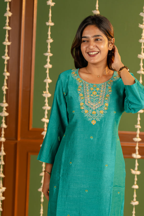 Meenakshi kurti in turquoise blue