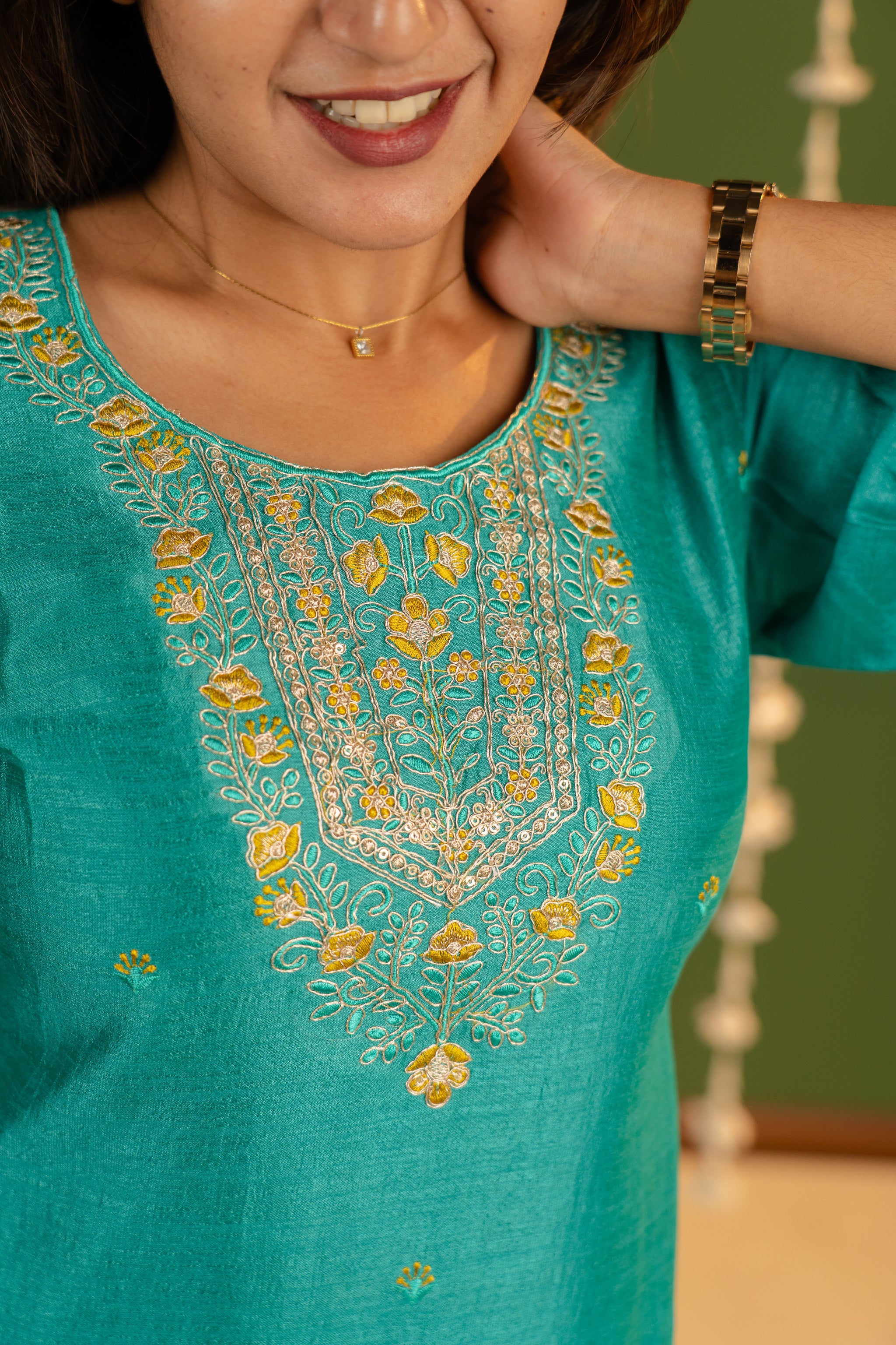Meenakshi kurti in turquoise blue