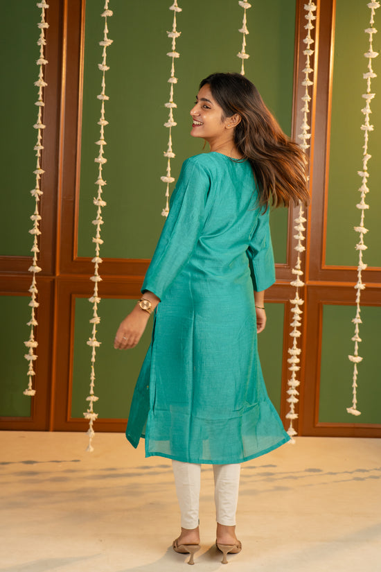 Meenakshi kurti in turquoise blue