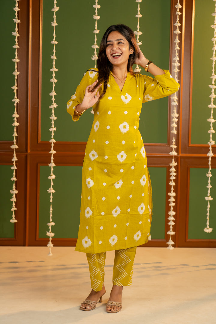 Sitara salwar set in Mustard yellow
