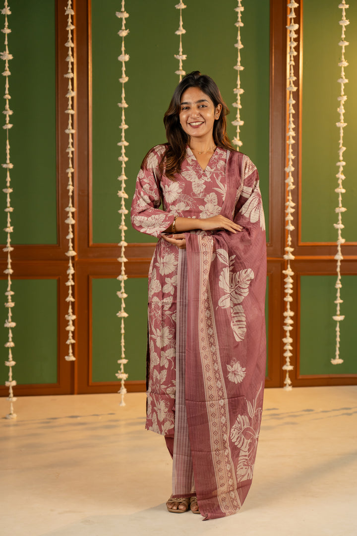 Iraaya salwar set in dusty rose color