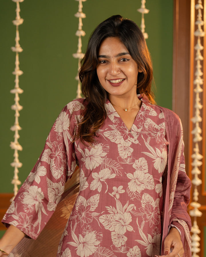 Iraaya salwar set in dusty rose color