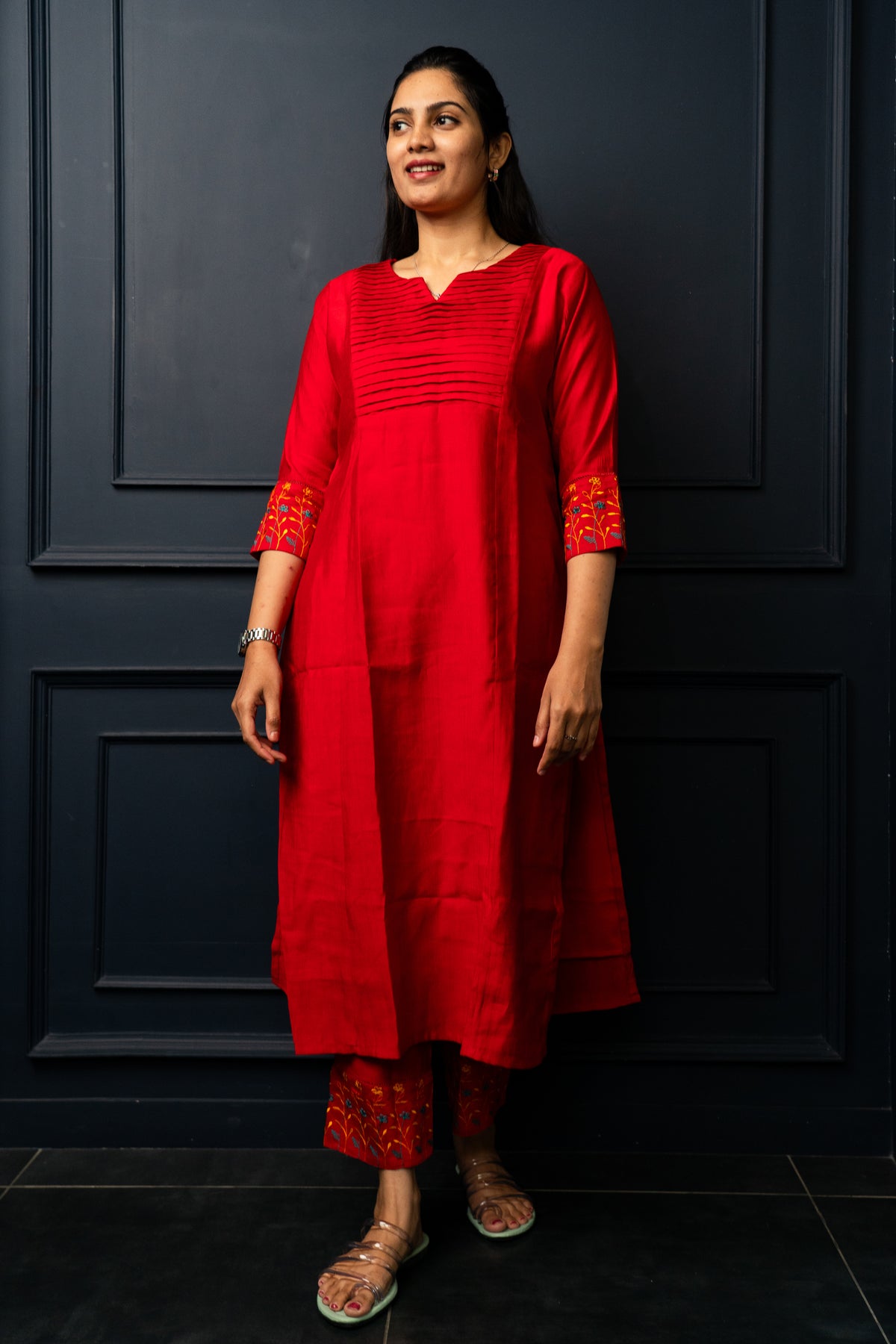 Shravani salwar set in red