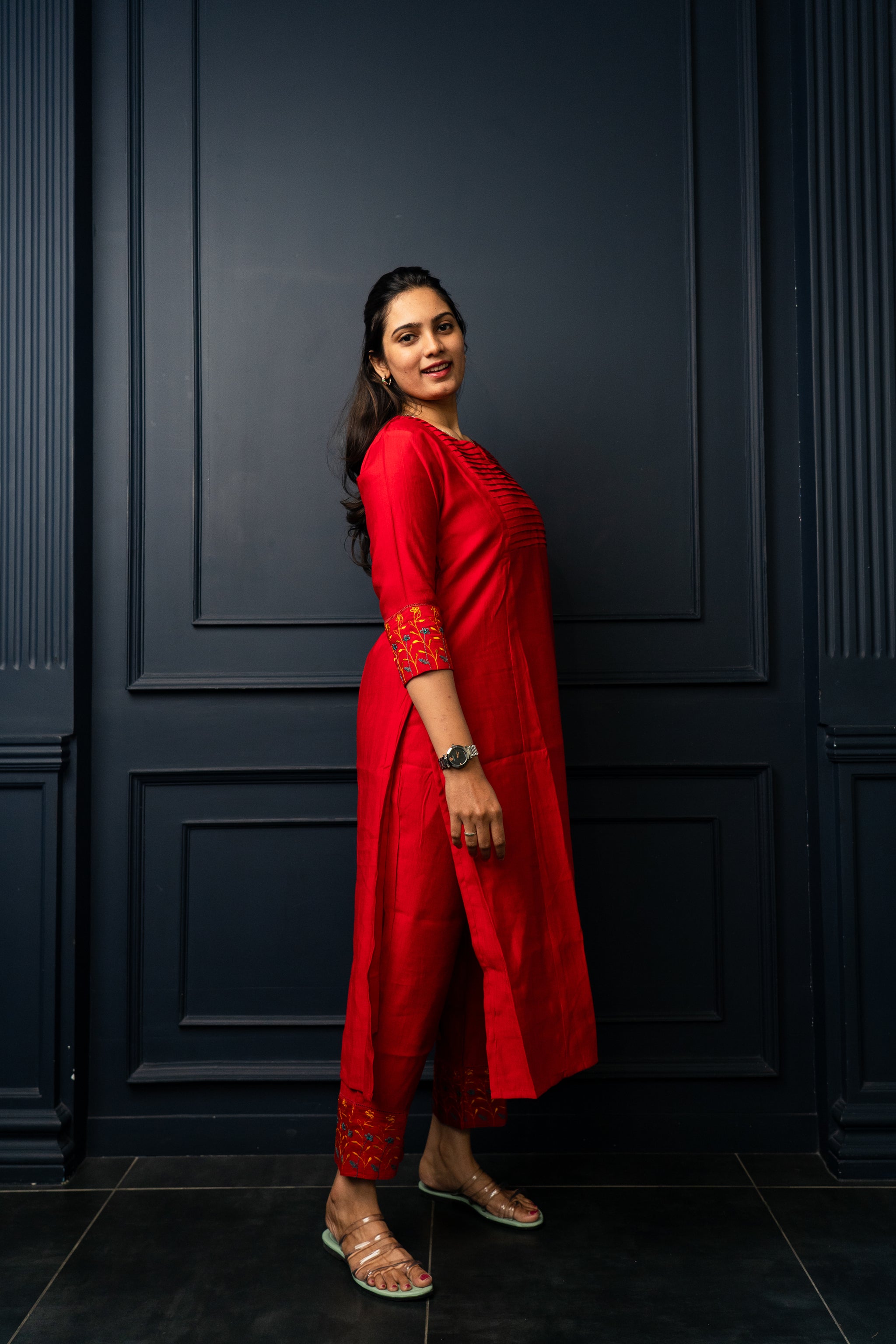 Shravani salwar set in red