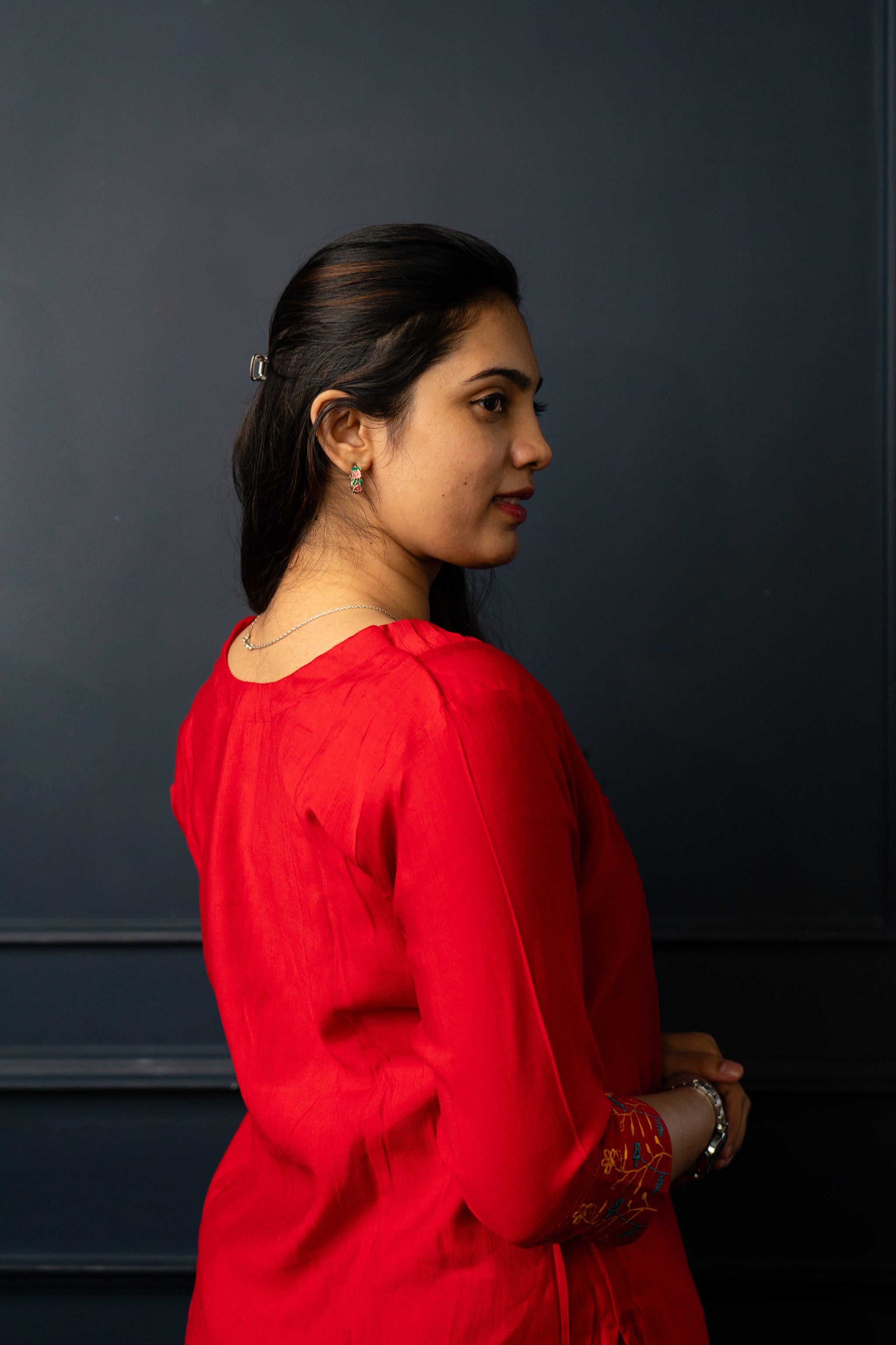 Shravani salwar set in red