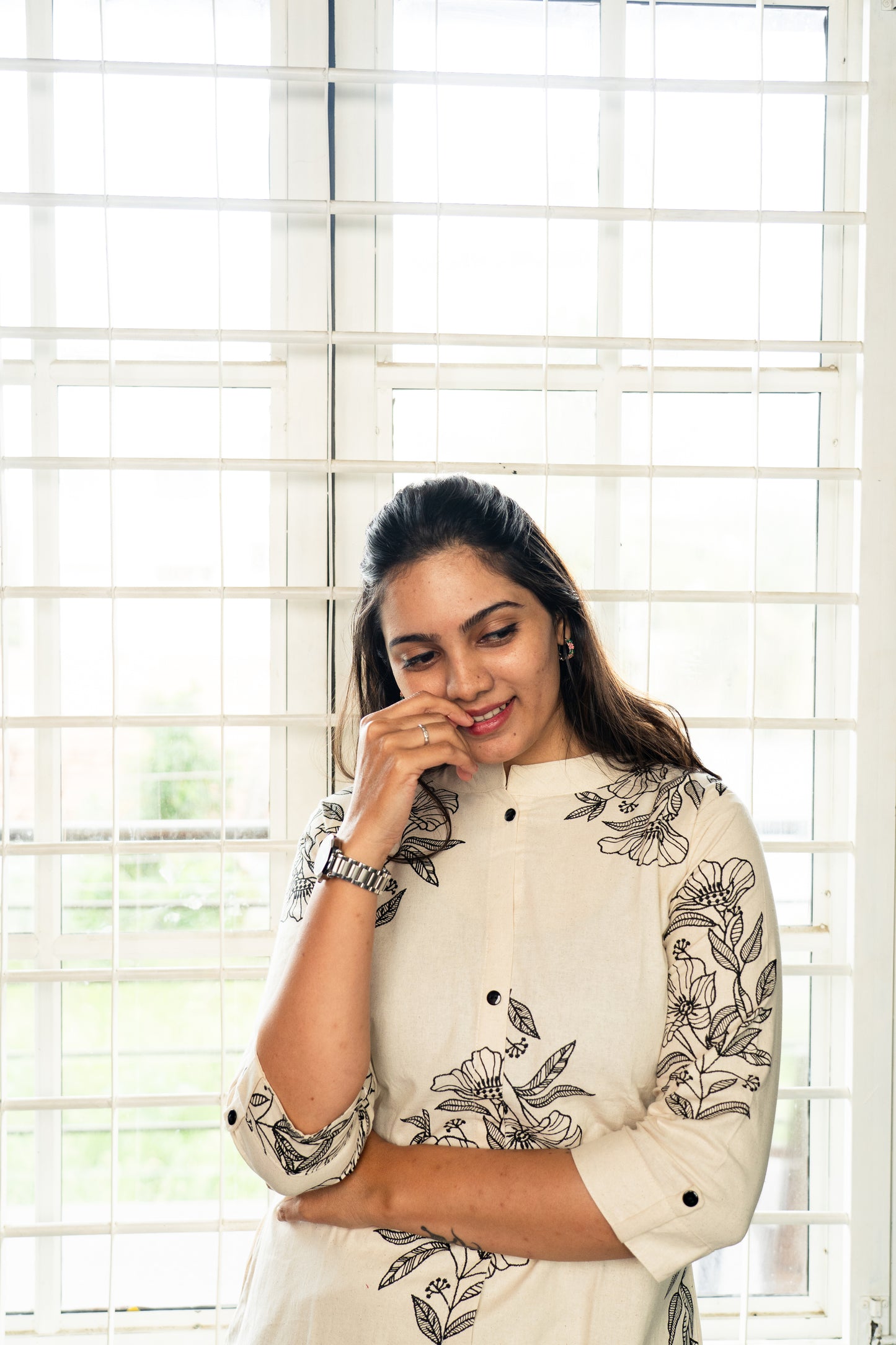 Raga floral pattern salwar set in offwhite