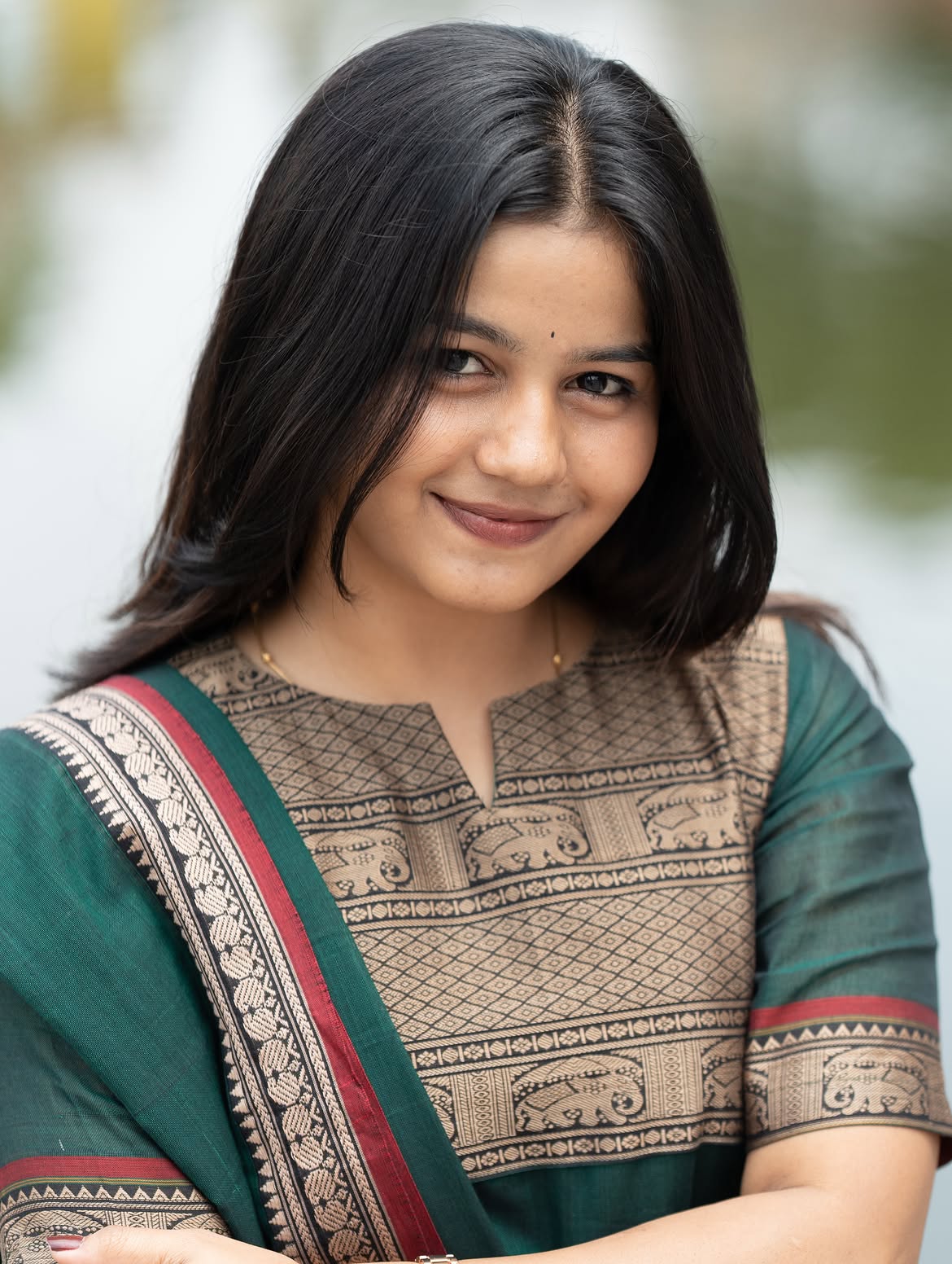 viha Green & Black  narayanpet cotton  top with lininig & dupatta
