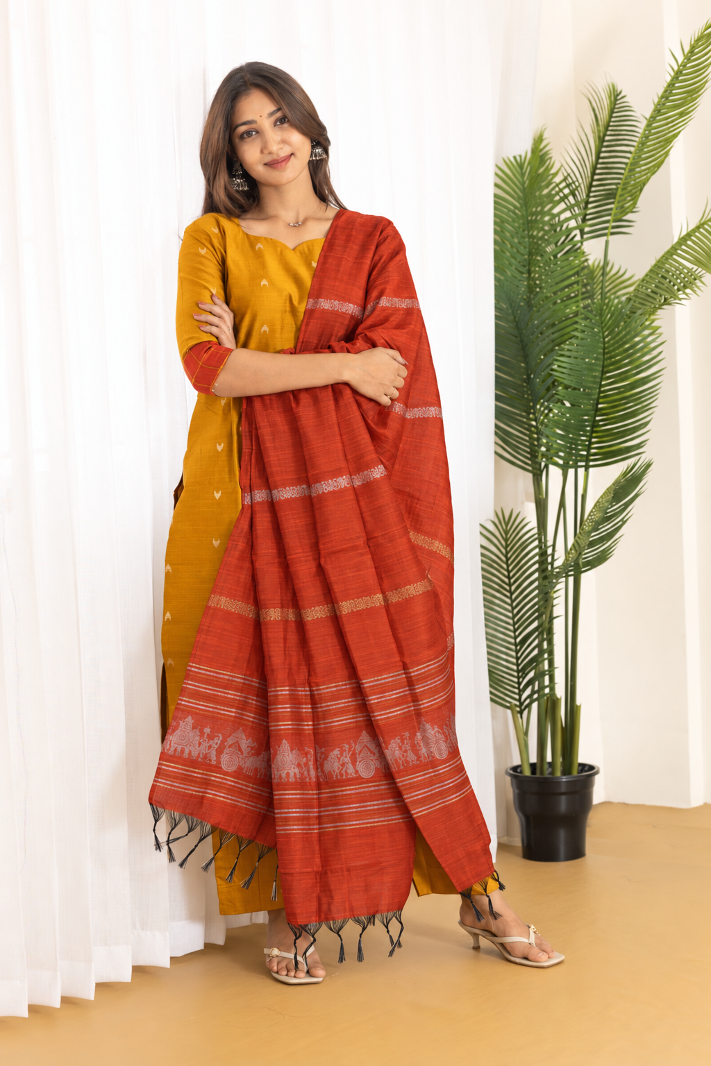 Disha salwar set in golden mustard