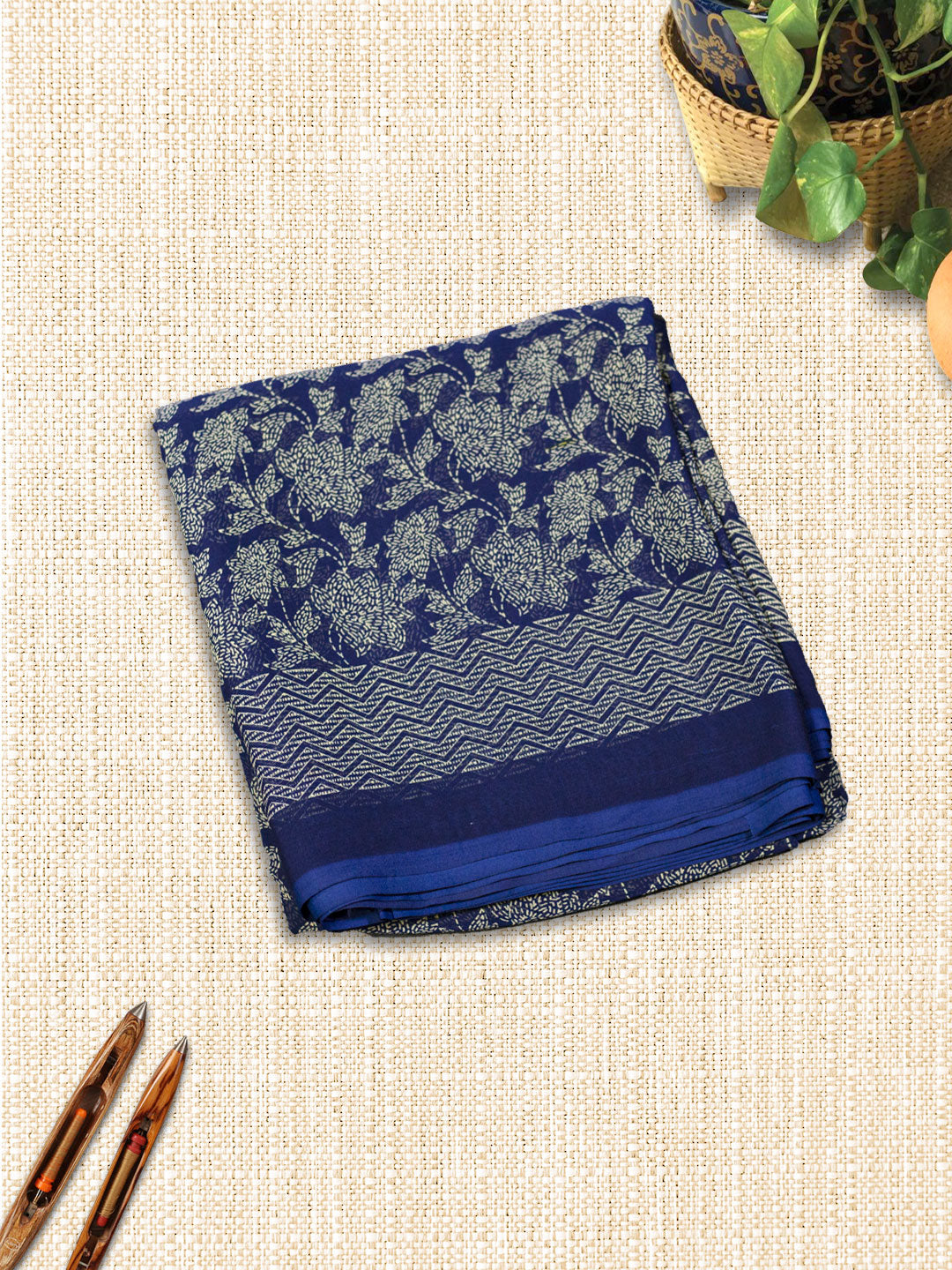 delft-blue-synthetic-saree-for-women